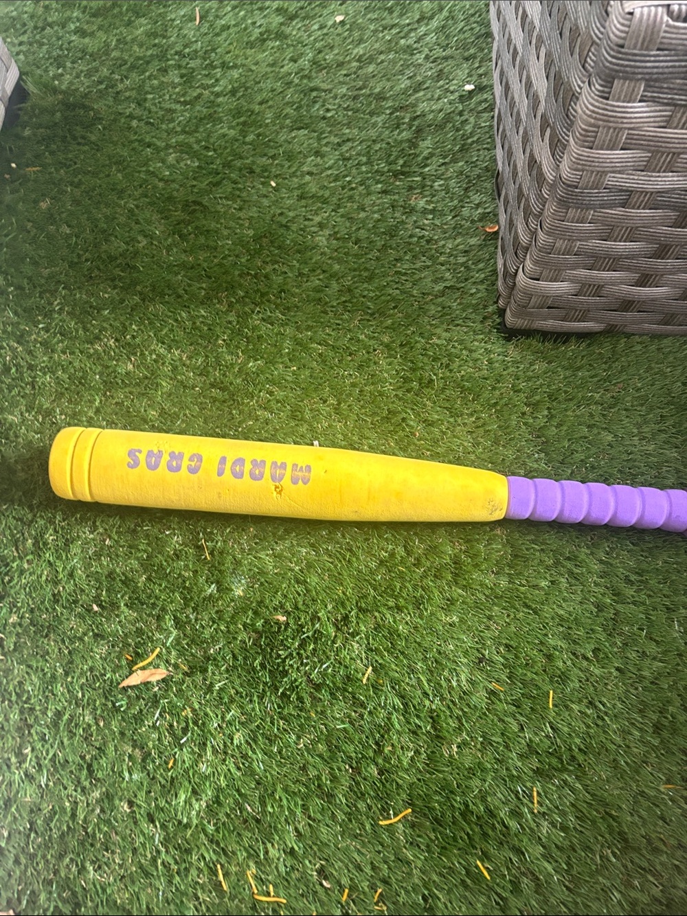 Mardi Gras Kids Foam Bat - Yellow and Purple